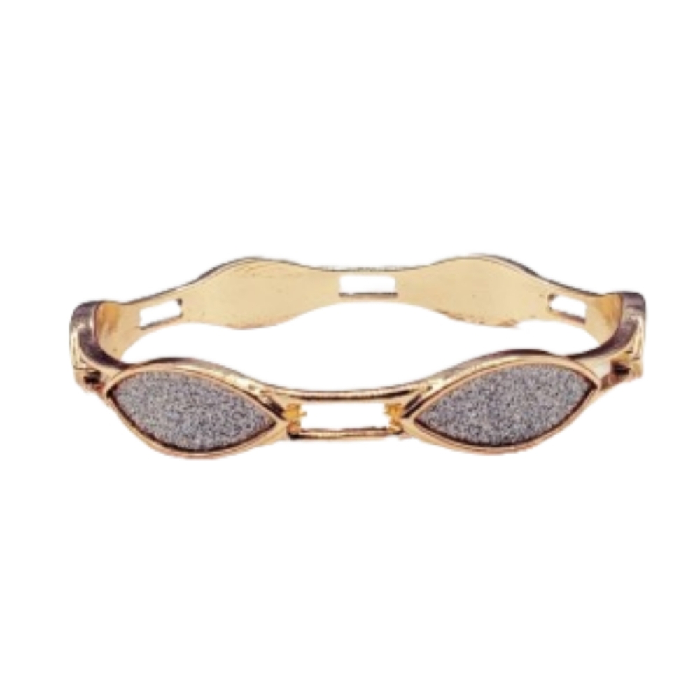 Rose Gold and Gray Sparkly Spacer Bangle